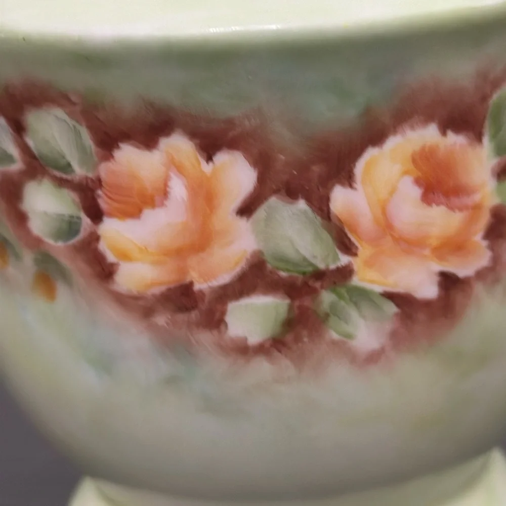 Mint Green Floral Adorned Vintage Creamer Pitcher